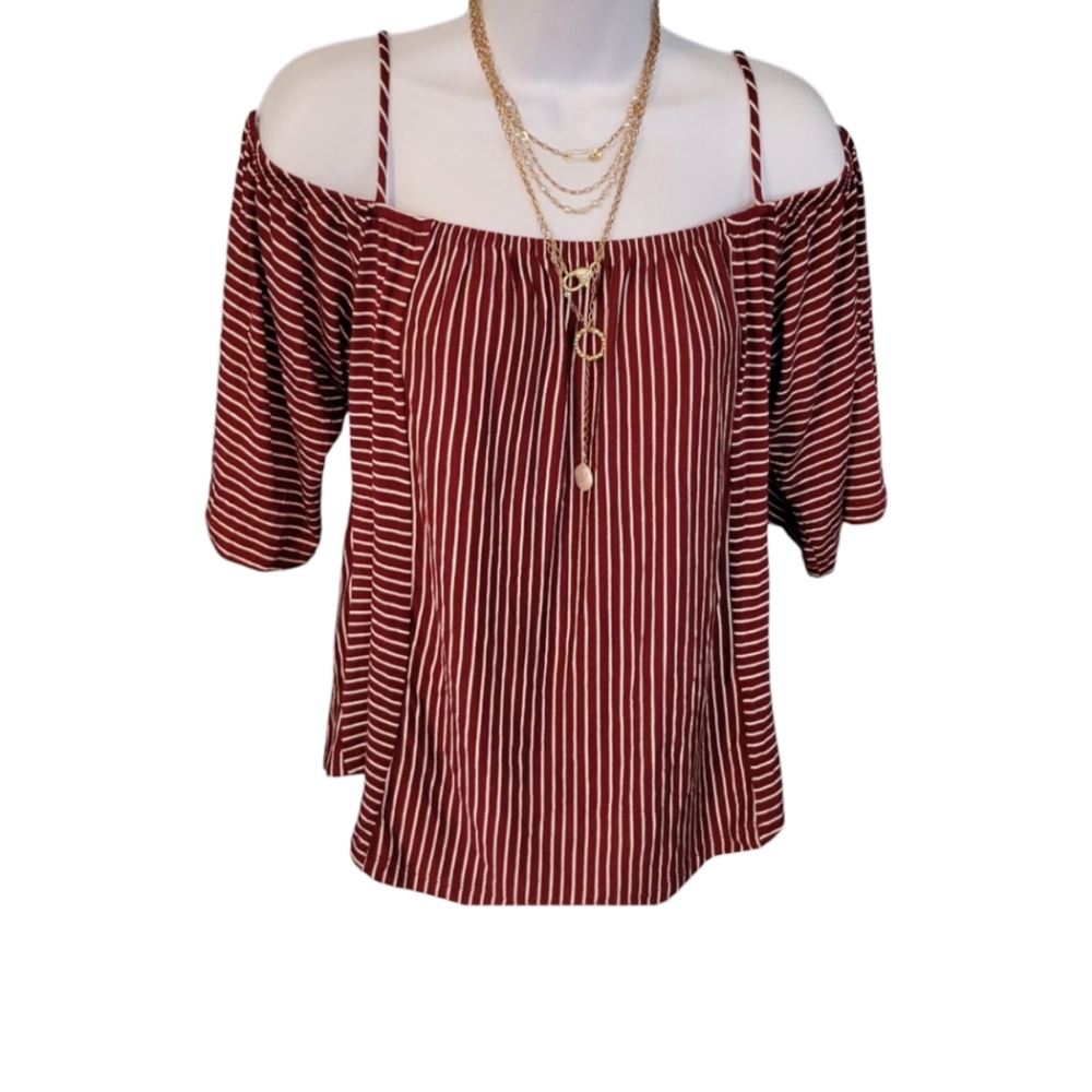 Anthropologie Women's Striped Cold Shoulder Blouse Size S